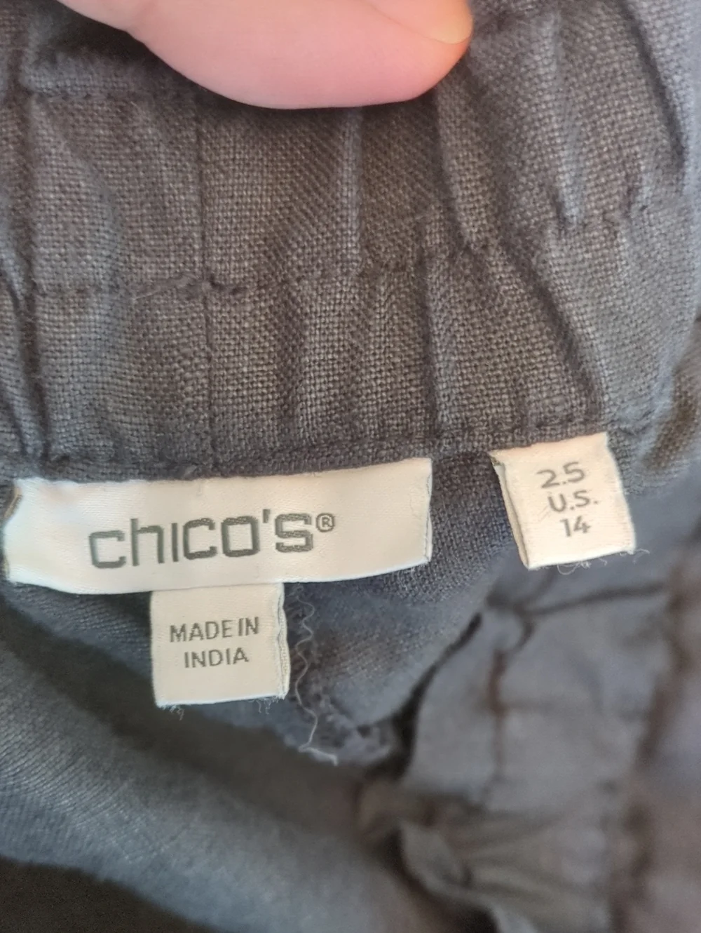 Chico's Linen Women's Black Wide-Leg Elastic Waist Ankle Trousers Sz 14 Minimal